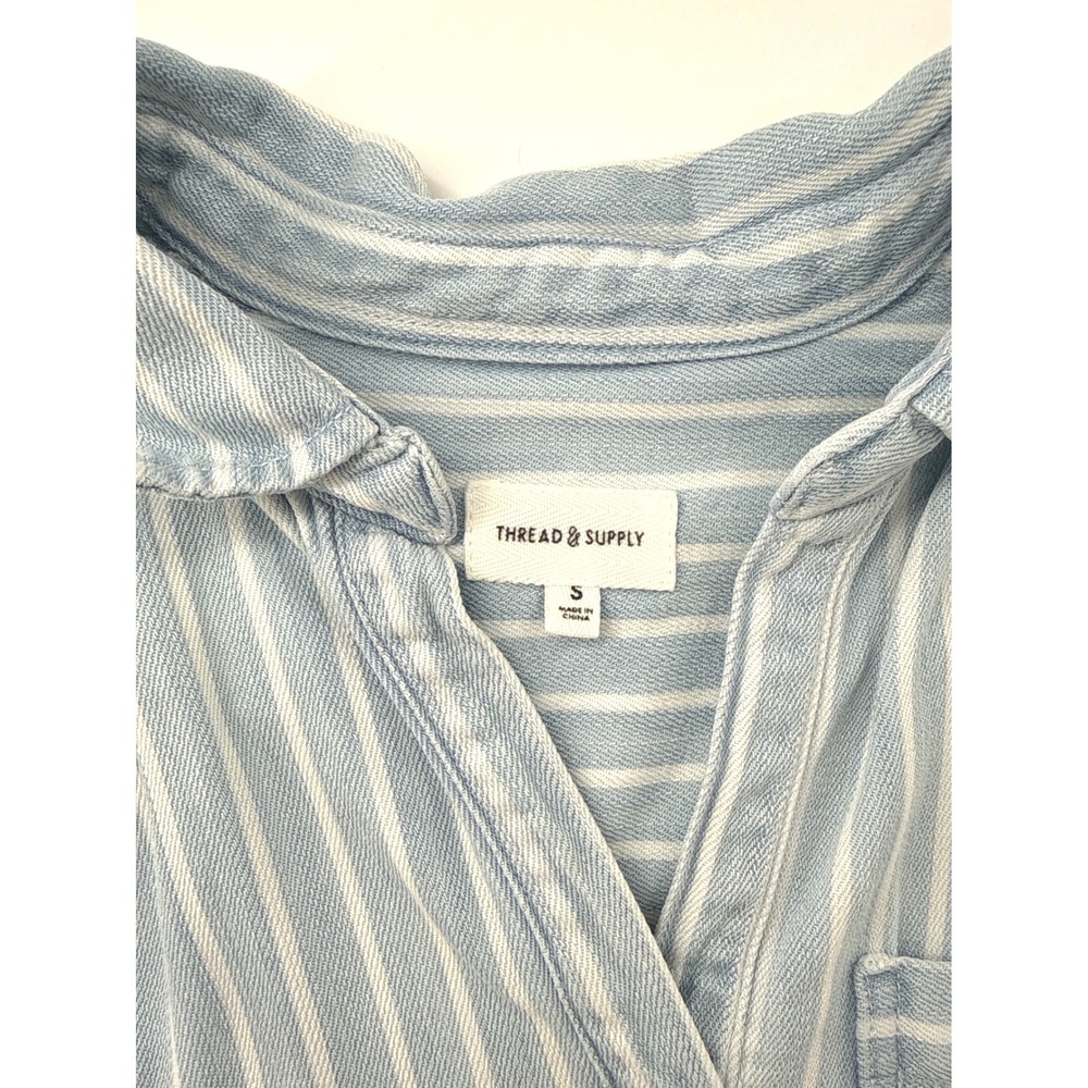 Thread & Supply Blue Striped Tencel Shirt Dress Women Size S - Picture 6 of 6